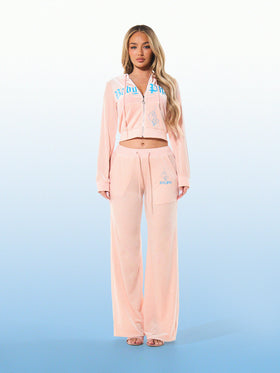 Velour Sweatpants with Gothic Logo