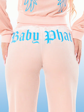 Velour Sweatpants with Gothic Logo