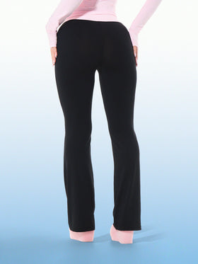 Contrast Waist Flare Legging with Logo