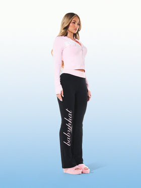 Contrast Waist Flare Legging with Logo