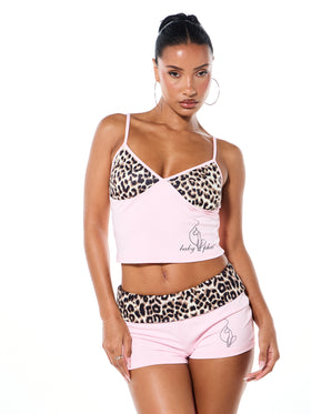 Foldover Micro Short with Leopard