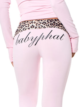 Foldover Flare Leggings with Leopard Contrast