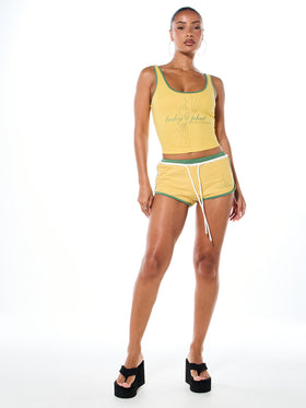 Micro Drawstring Dolphin Short with Contrast Trim