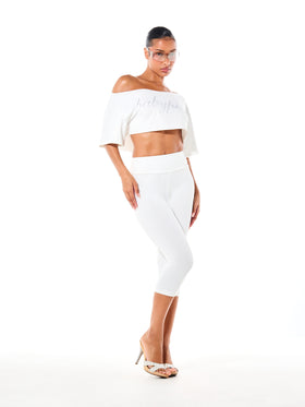 Two Piece Off Shoulder Top and Capri Set