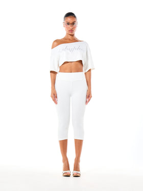 Two Piece Off Shoulder Top and Capri Set