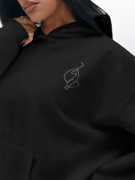 Oversized Hoodie With Rhinestones