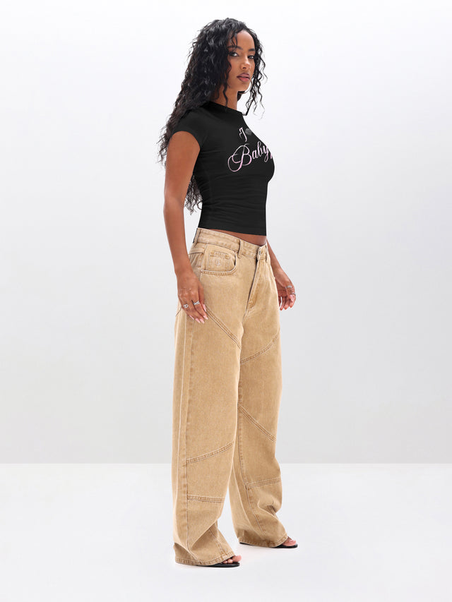 I Love Baby Phat baby tee, black fitted silhouette, side view