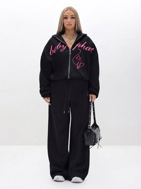 Oversized High Neck Zip Up Sweatshirt