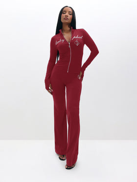Long Sleeve High Neck Zip Up Top