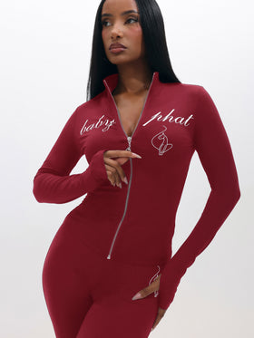 Long Sleeve High Neck Zip Up Top
