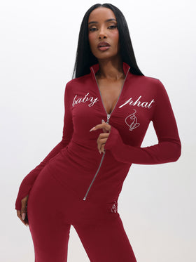Long Sleeve High Neck Zip Up Top