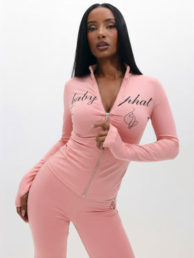 Long Sleeve High Neck Zip Up Top