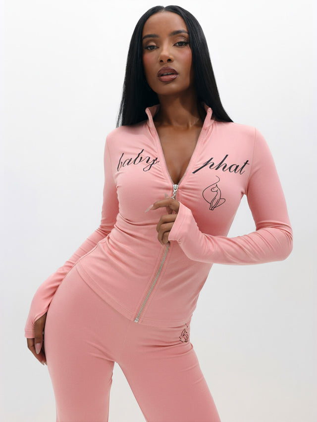 Long Sleeve High Neck Zip Up Top