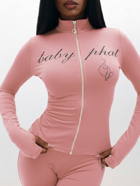 Long Sleeve High Neck Zip Up Top