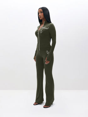 Long Sleeve High Neck Zip Up Top