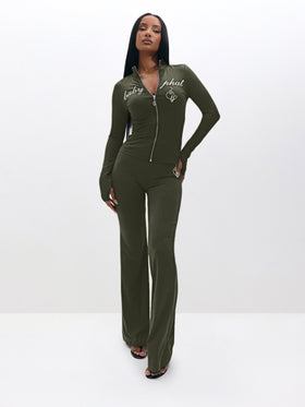 Long Sleeve High Neck Zip Up Top
