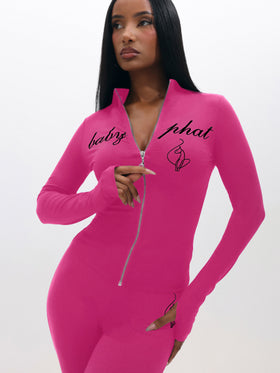 Long Sleeve High Neck Zip Up Top