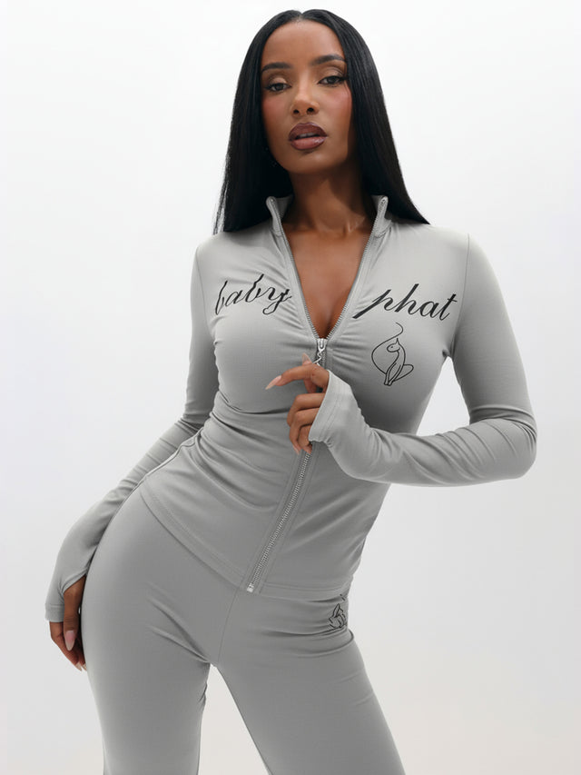 Long Sleeve High Neck Zip Up Top