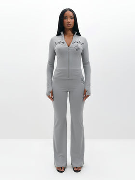 Long Sleeve High Neck Zip Up Top