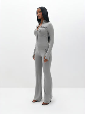 Long Sleeve High Neck Zip Up Top