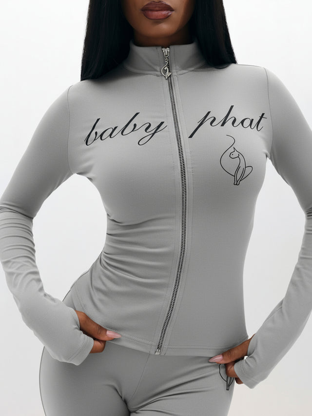 Long Sleeve High Neck Zip Up Top
