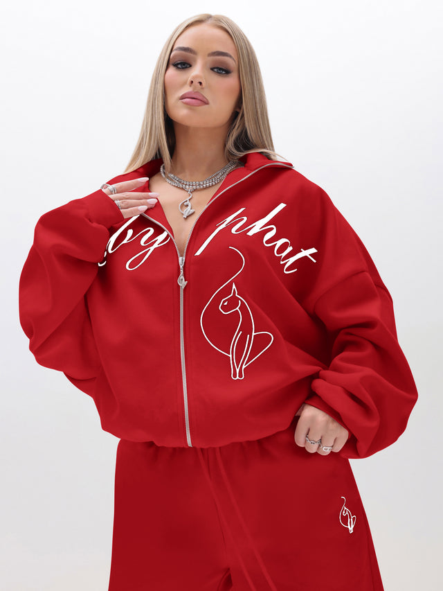 Oversized High Neck Zip Up Sweatshirt