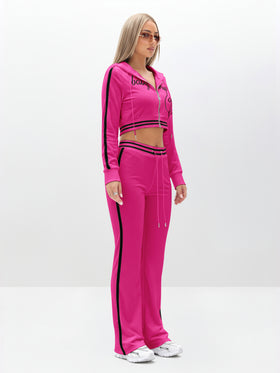 Cropped Velour Zip Up Sweatshirt