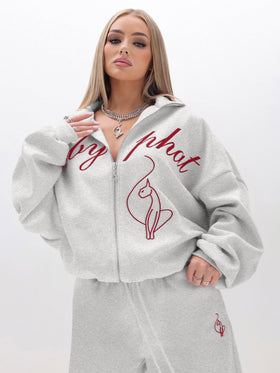 Oversized High Neck Zip Up Sweatshirt