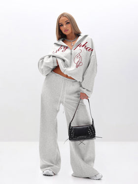 Oversized High Neck Zip Up Sweatshirt