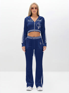 Cropped Velour Zip Up Sweatshirt