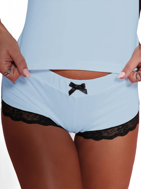 Jersey Lounge Booty Shorts With Lace Trim