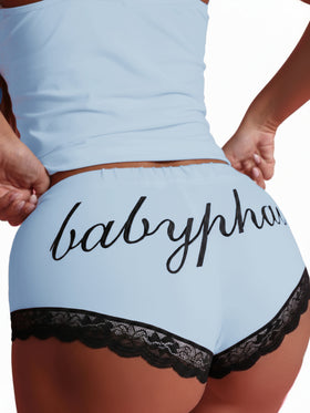 Jersey Lounge Booty Shorts With Lace Trim