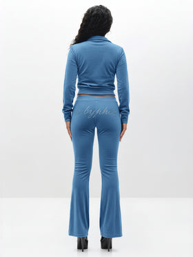 Velour Funnel Neck Sweatshirt with Rhinestones