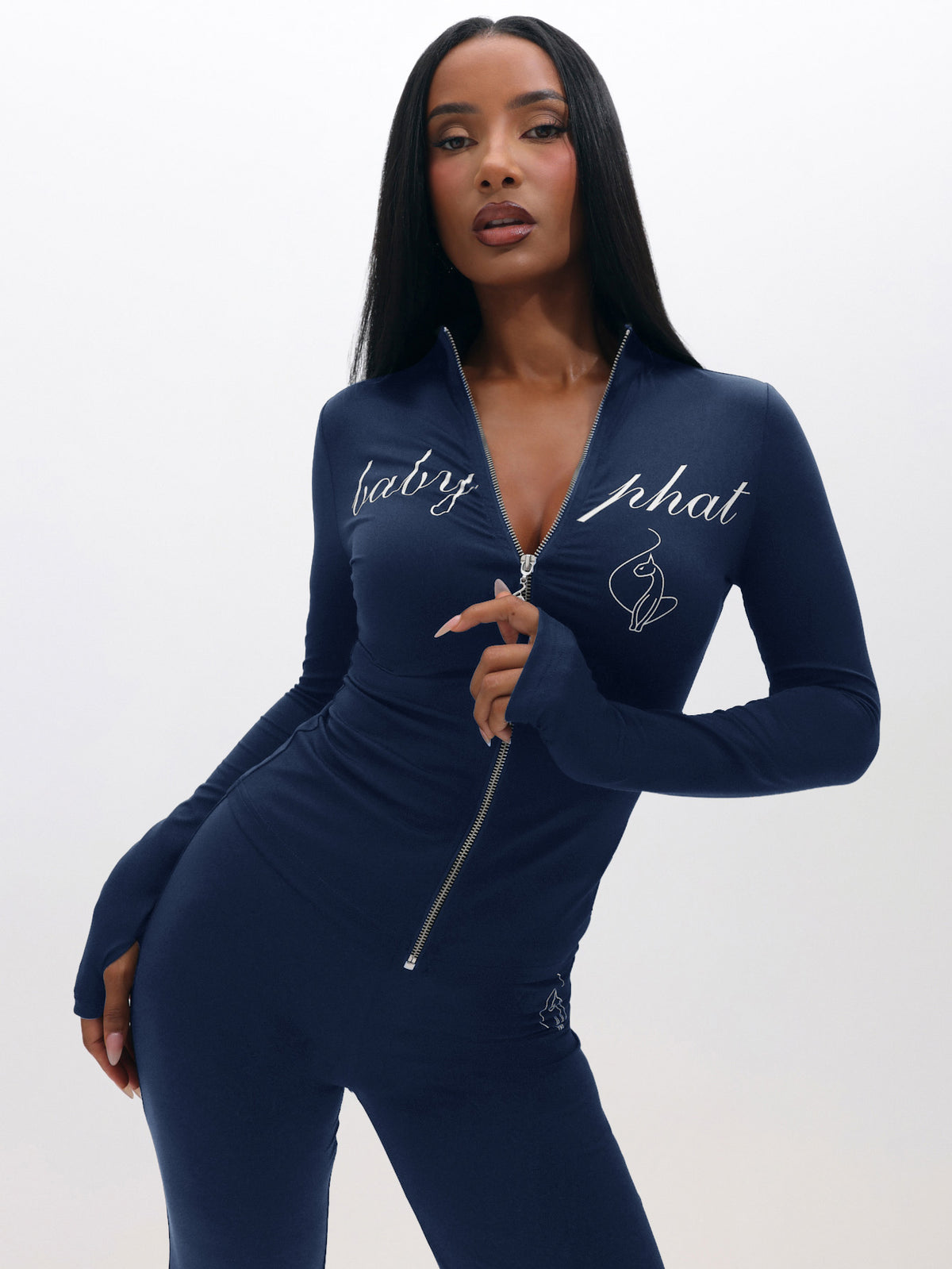 Long Sleeve High Neck Zip Up Top