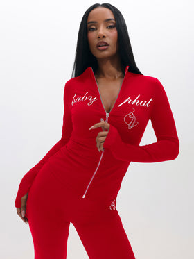 Long Sleeve High Neck Zip Up Top