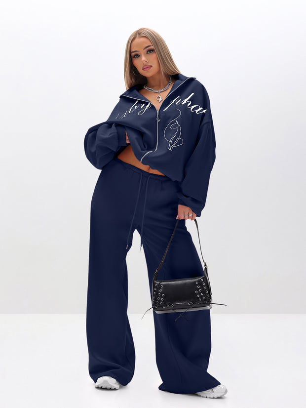 Oversized High Neck Zip Up Sweatshirt