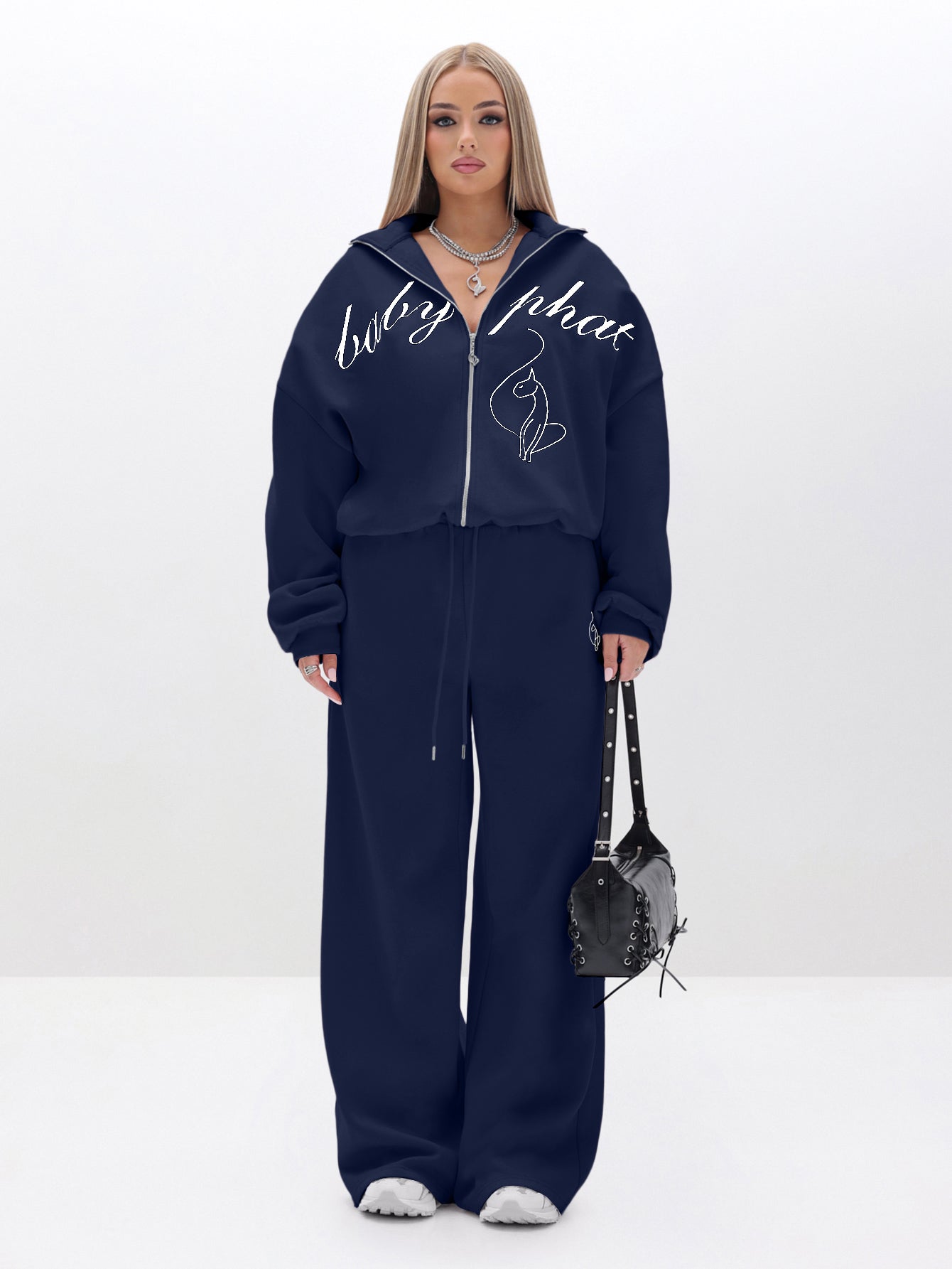 Oversized High Neck Zip Up Sweatshirt