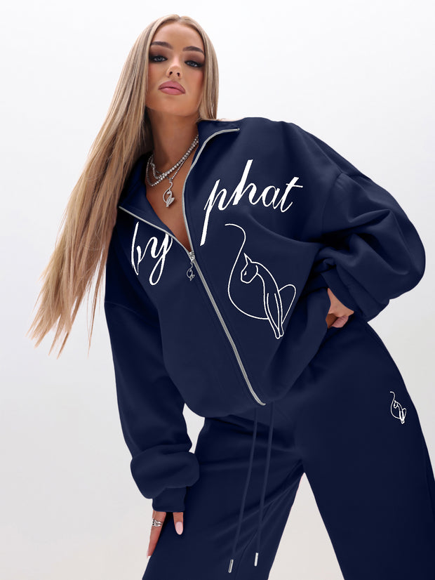 Oversized High Neck Zip Up Sweatshirt