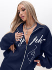 Oversized High Neck Zip Up Sweatshirt