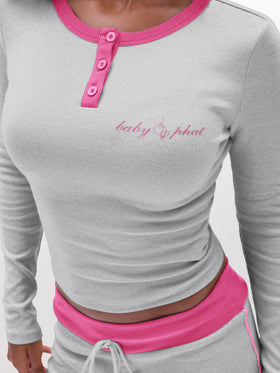 Contrast Trim Henley Top