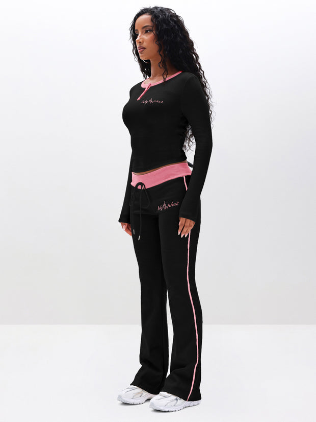 Contrast Trim Henley Top