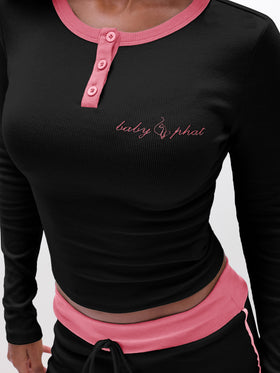 Contrast Trim Henley Top