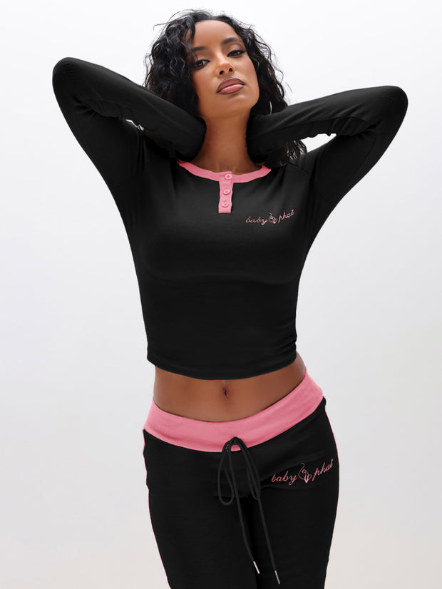 Contrast Trim Henley Top