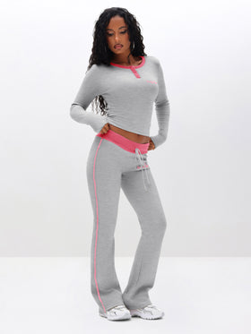Contrast Trim Bootcut Pant