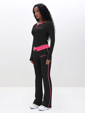 Contrast Trim Bootcut Pant