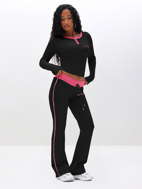 Contrast Trim Bootcut Pant