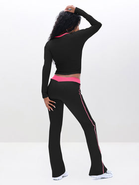 Contrast Trim Bootcut Pant