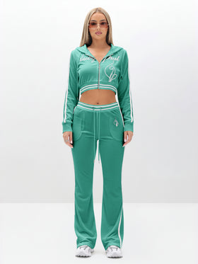 Cropped Velour Zip Up Sweatshirt