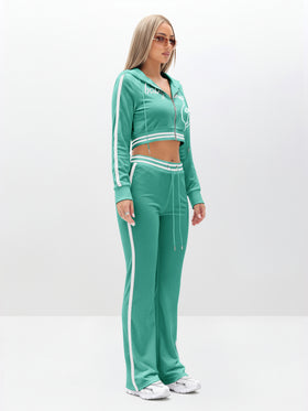 Cropped Velour Zip Up Sweatshirt