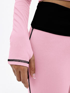 Zip Up Hooded Top with Contrast Stitching